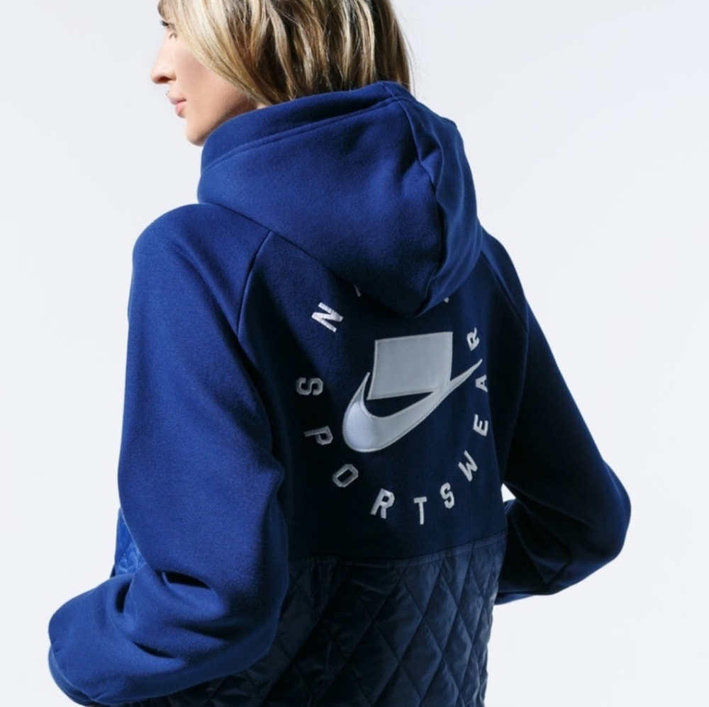 Large Nike Womens NSW Fleece Quilted Fleece Top - Picture 2 of 12